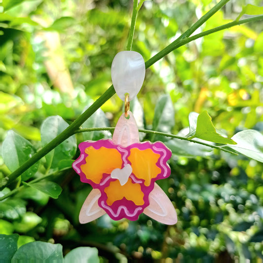 Orchid Flower Dangle Earrings