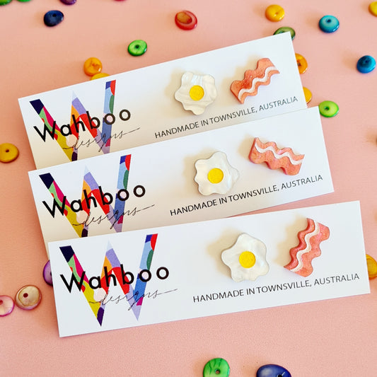 Bacon and Eggs Stud Earrings