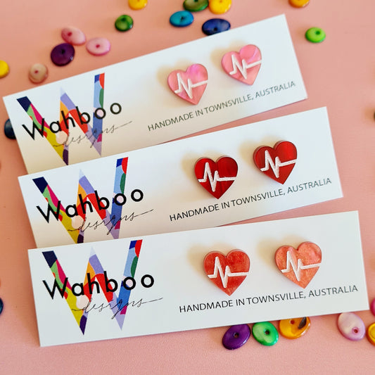 Heart ECG Stud Earrings