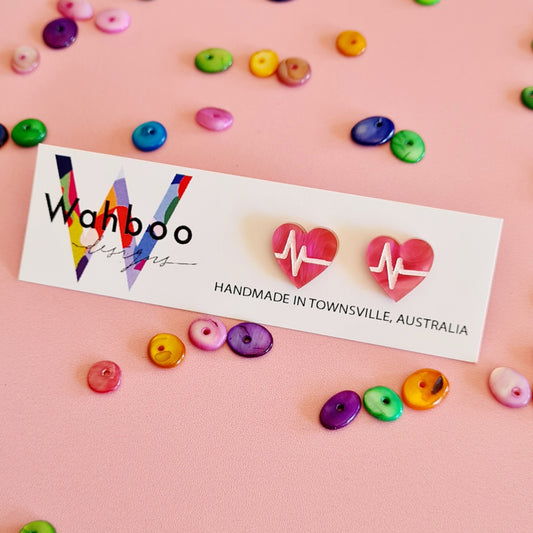 Heart ECG Stud Earrings