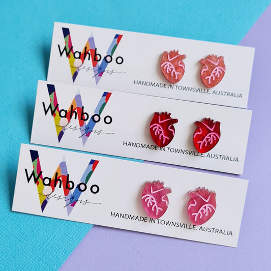 Heart Anatomical Stud Earrings