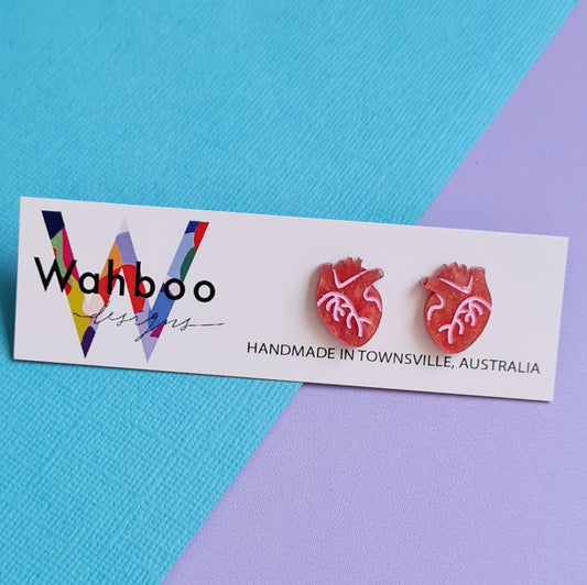 Heart Anatomical Stud Earrings