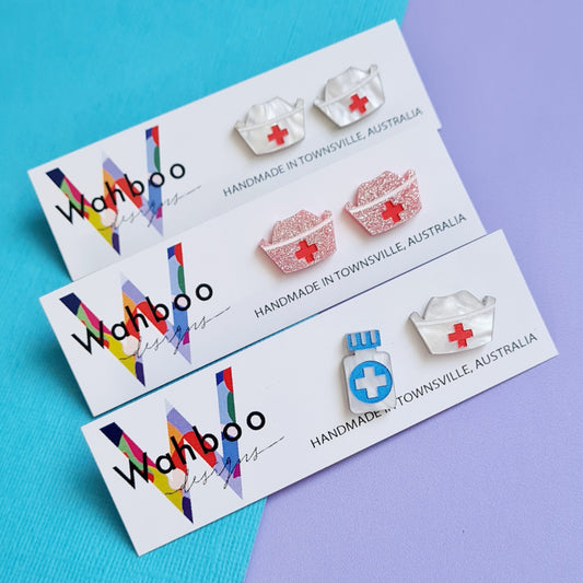 Nurse's Hat Stud Earrings