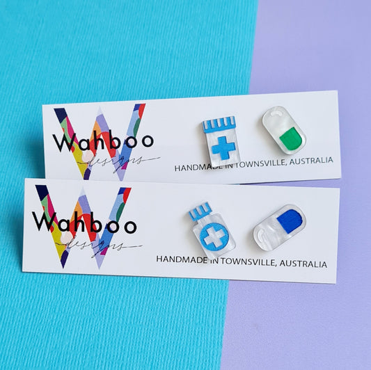 Medicine Bottle Stud Earrings