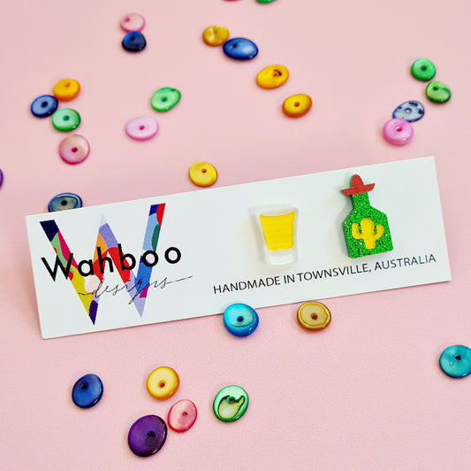Tequila and Shot Glass Stud Earrings