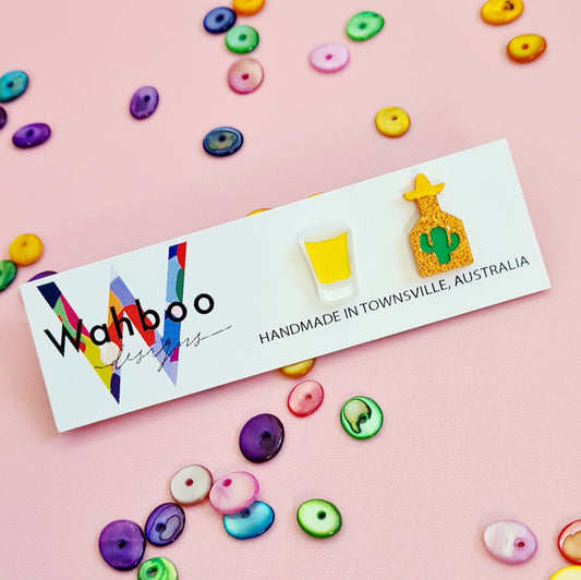 Tequila and Shot Glass Stud Earrings