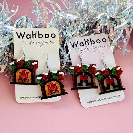 Christmas Fireplace Dangle Earrings