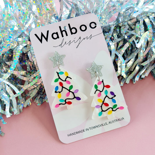 Christmas Tree & Lights Dangle Earrings