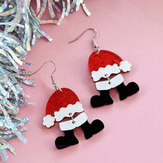Christmas Santa Hat and Boots Dangle Earrings