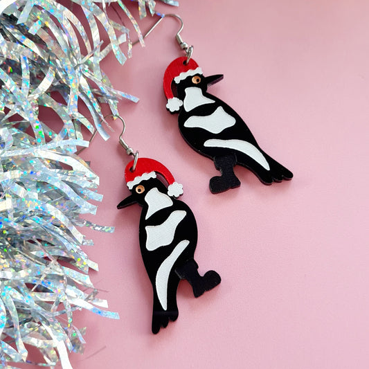Christmas Magpie Dangle Earrings