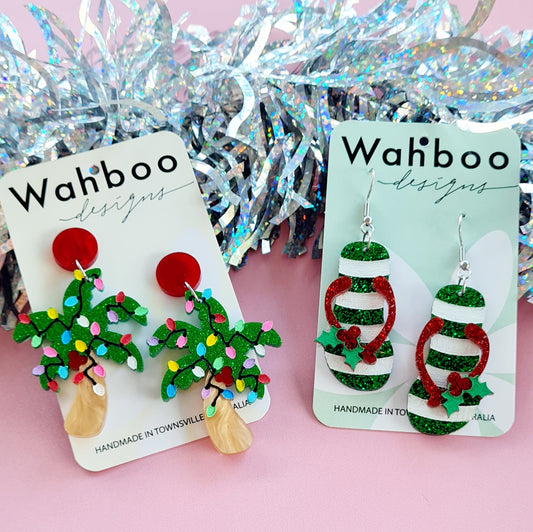 Christmas Palm Tree Dangle Earrings