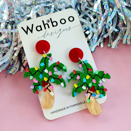 Christmas Palm Tree Dangle Earrings