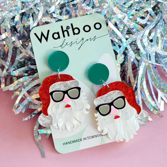 Christmas Cool Santa Face Dangle Earrings