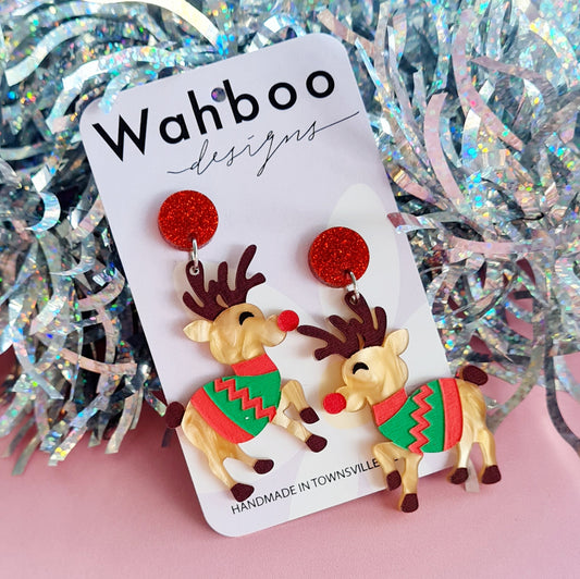 Christmas Rudolph's Ugly Sweater Dangle Earrings