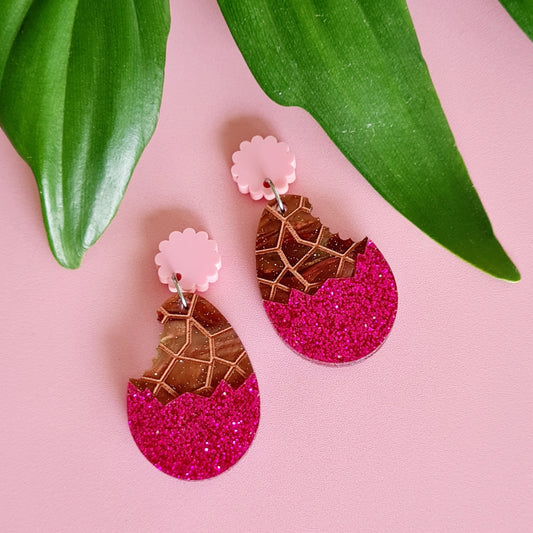 Easter Egg with Bite Dangle Earrings