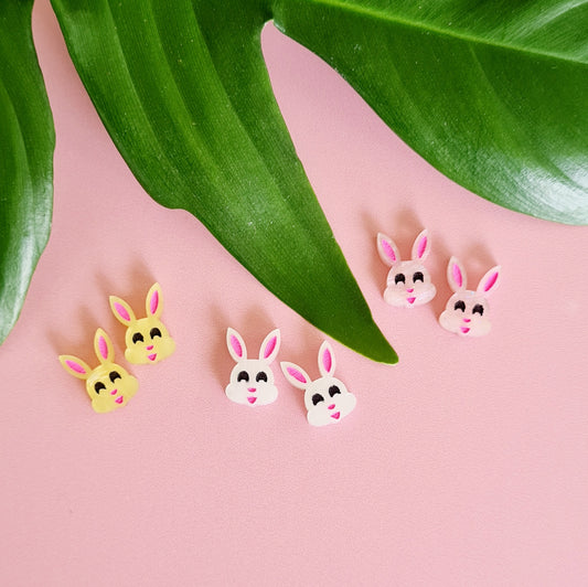 Easter Bunny Face Stud Earrings