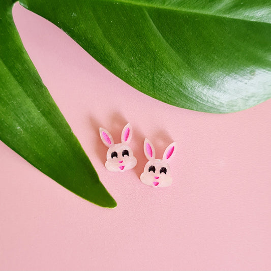Easter Bunny Face Stud Earrings