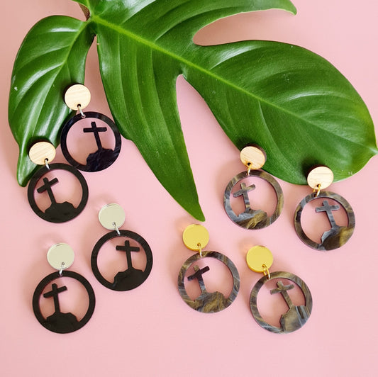 Easter Cross Dangle Earrings