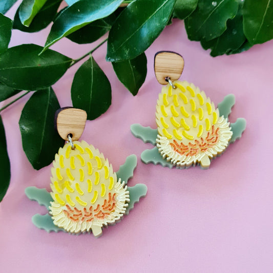 Banksia Flower Dangle Earrings