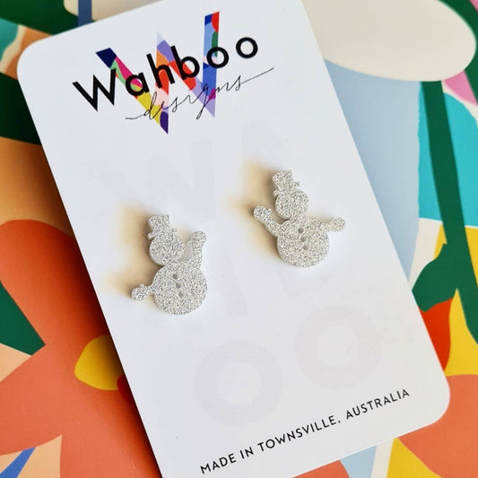 Christmas Snowman Waving Stud Earrings