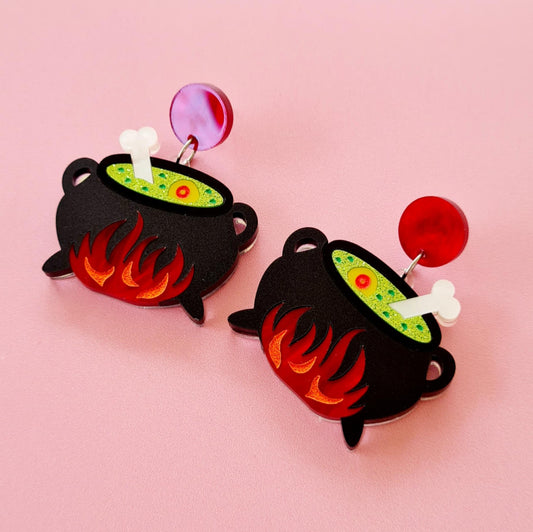 Halloween Witch's Cauldron Dangle Earrings