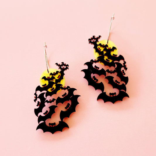 Halloween Flying Bats Dangle Earrings