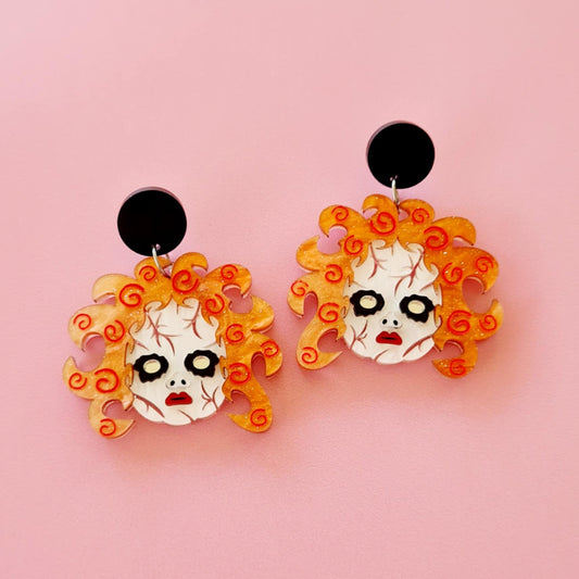 Halloween Doll Face Dangle Earrings