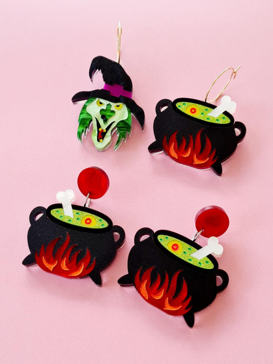 Halloween Witch's Cauldron Dangle Earrings