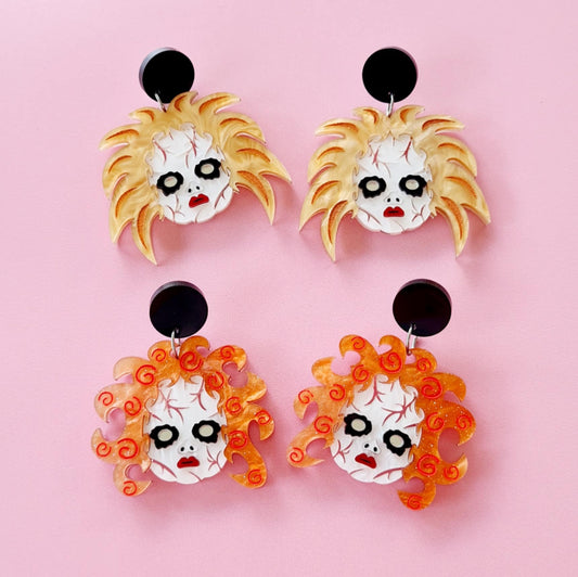 Halloween Doll Face Dangle Earrings