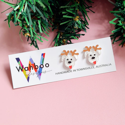 Christmas Happy Dog Stud Earrings