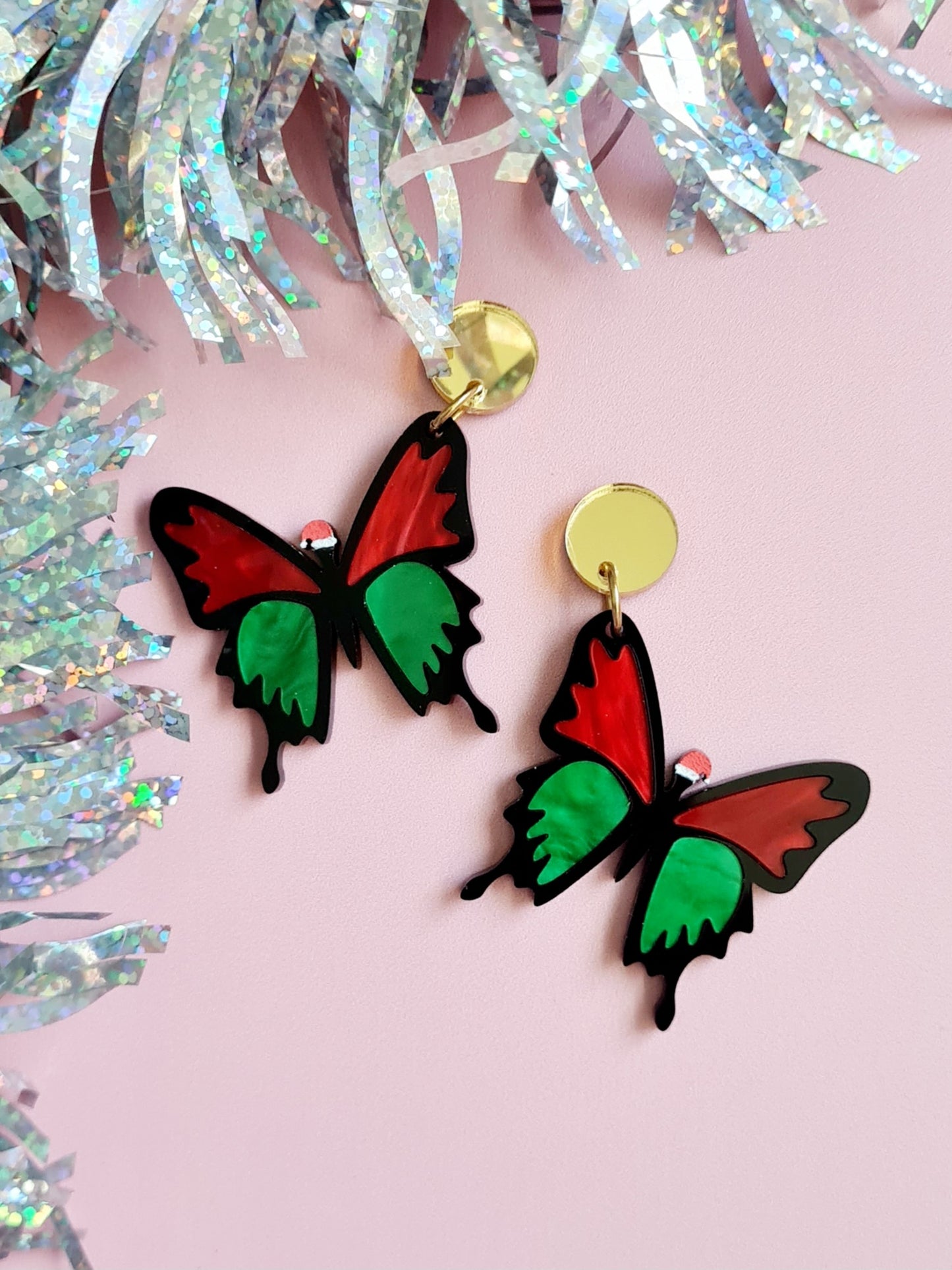 Christmas Butterfly Dangle Earrings