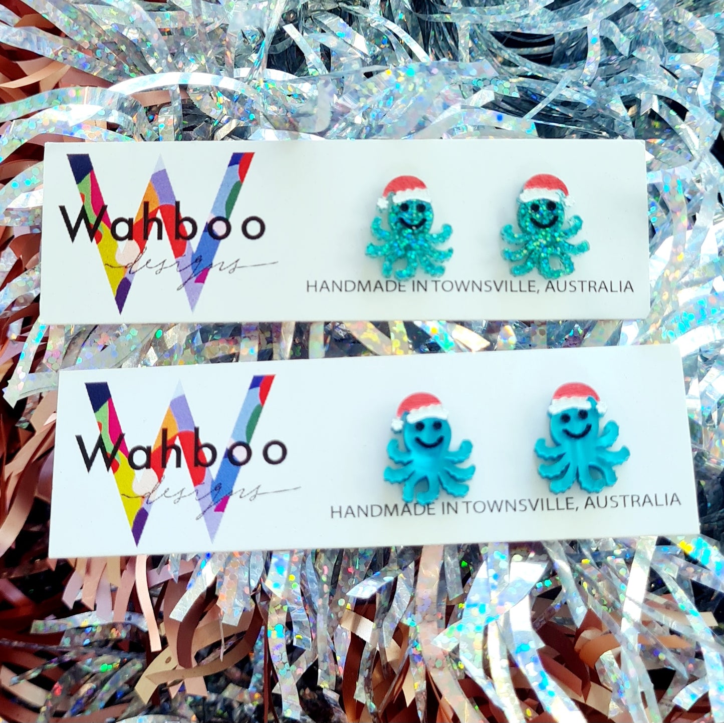 Christmas Octopus Stud Earrings