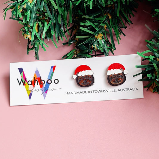 Christmas Sloth Stud Earrings