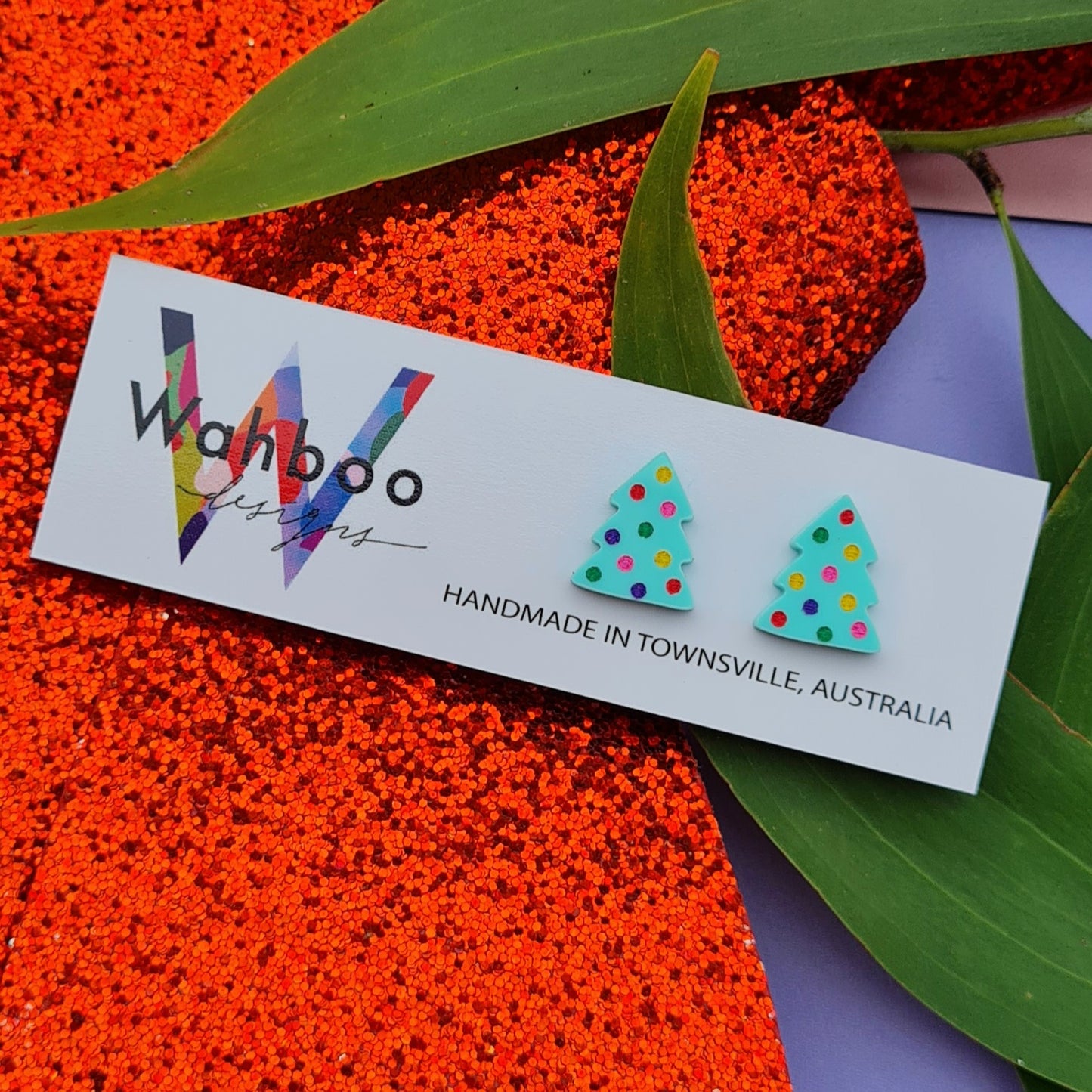 Christmas Tree with Lights Stud Earrings