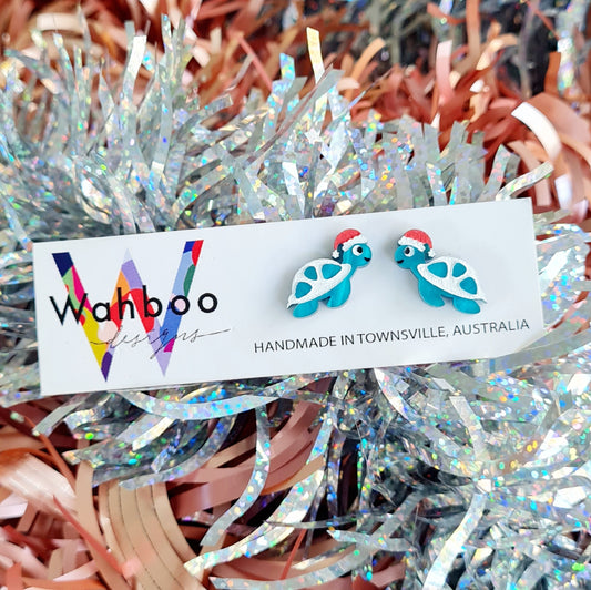 Christmas Turtle Stud Earrings