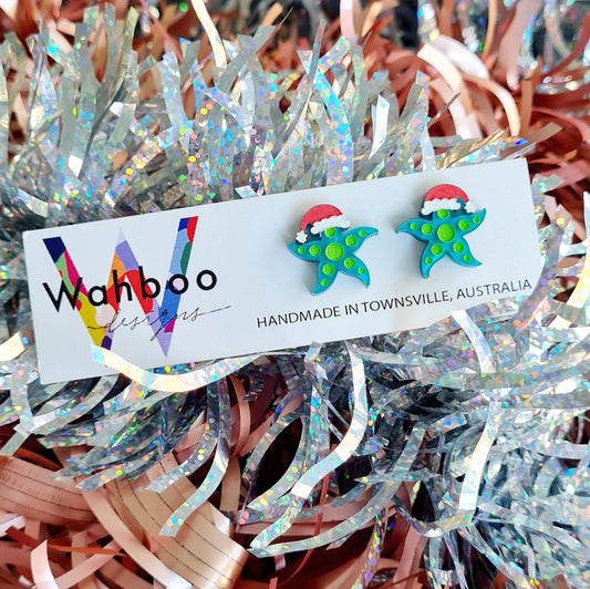 Christmas Starfish Stud Earrings