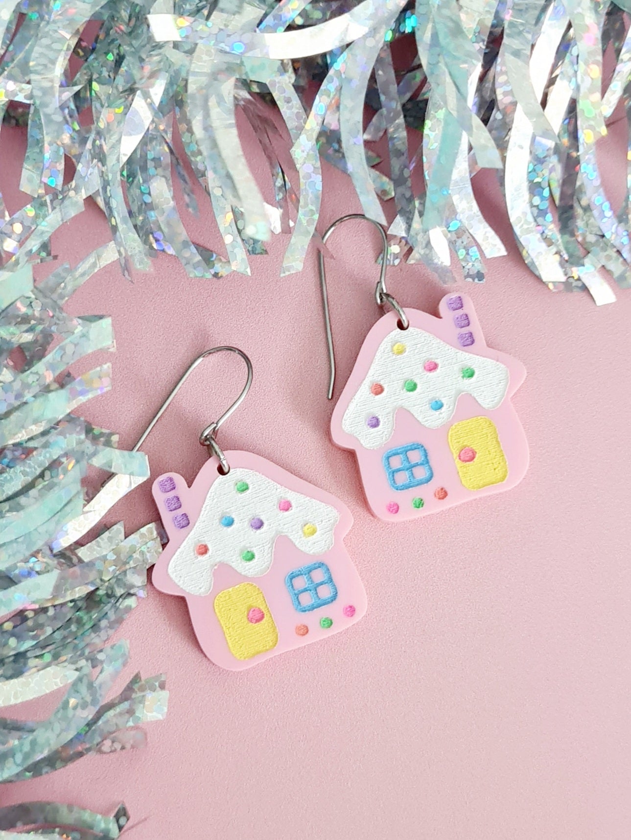 Christmas Gingerbread House Dangle Earrings