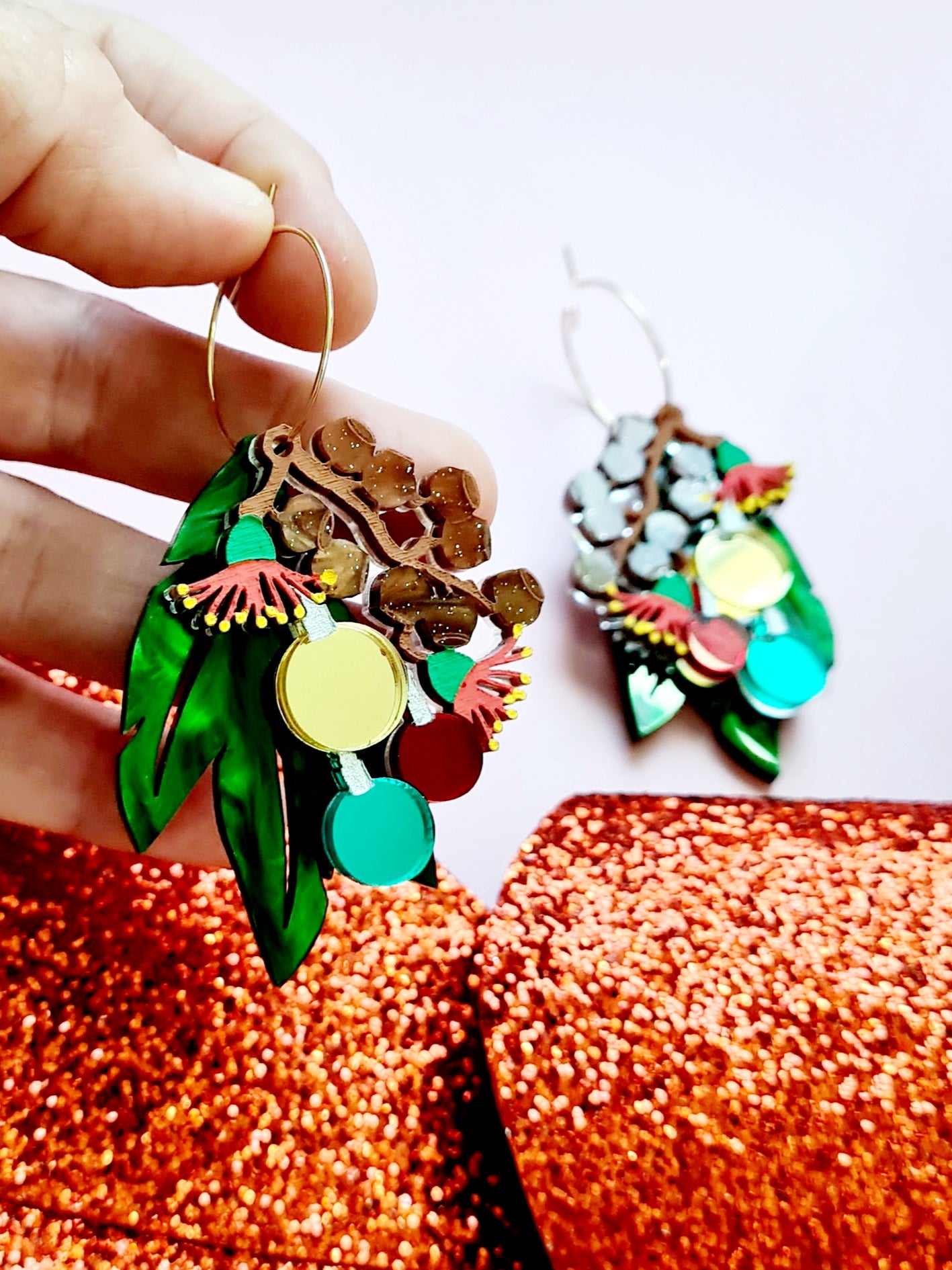 Christmas Gumnut & Blossoms Dangle Earrings