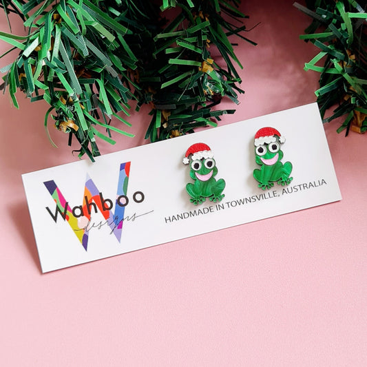 Christmas Frog Stud Earrings