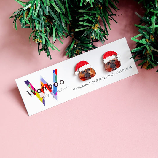 Christmas Wombat Stud Earrings