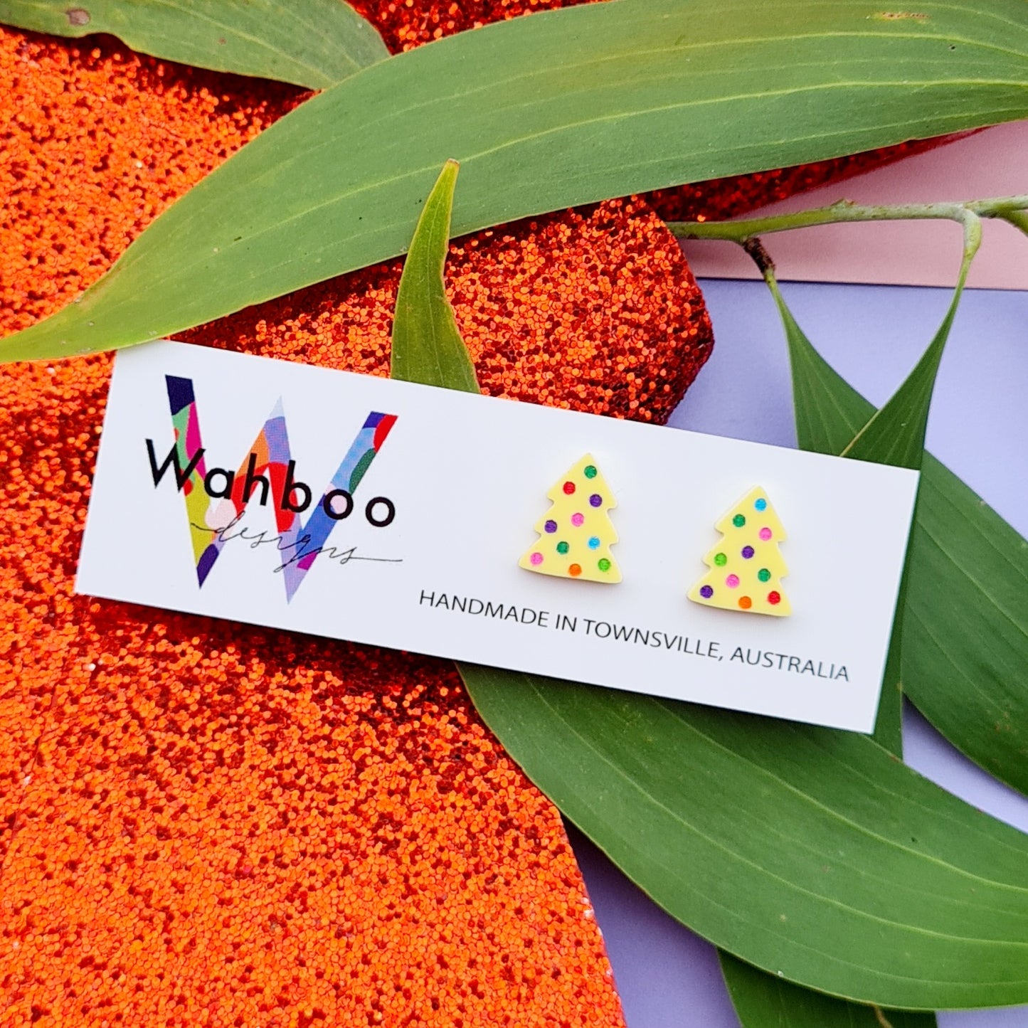 Christmas Tree with Lights Stud Earrings