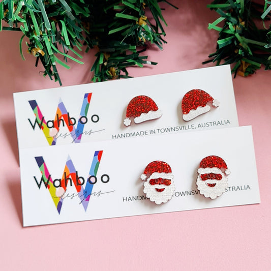 Christmas Santa Face Stud Earrings