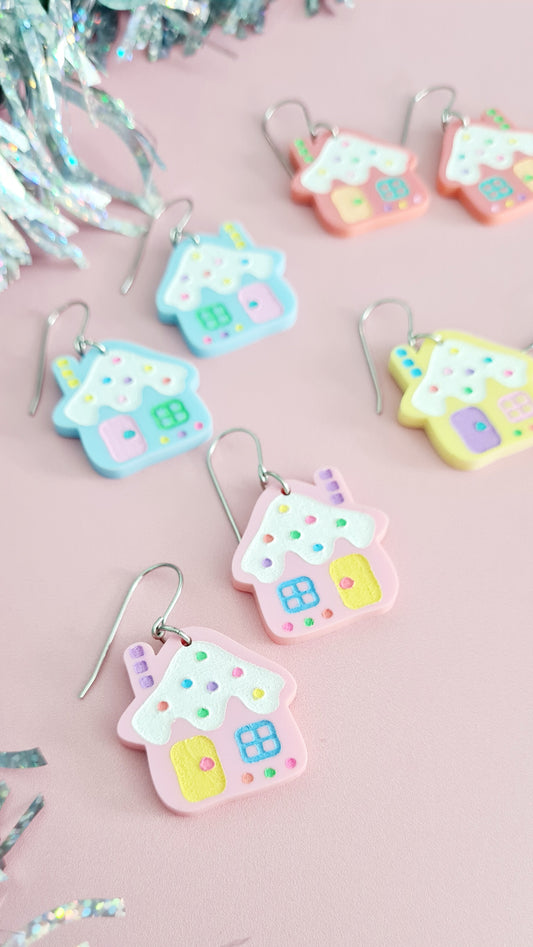 Christmas Gingerbread House Dangle Earrings