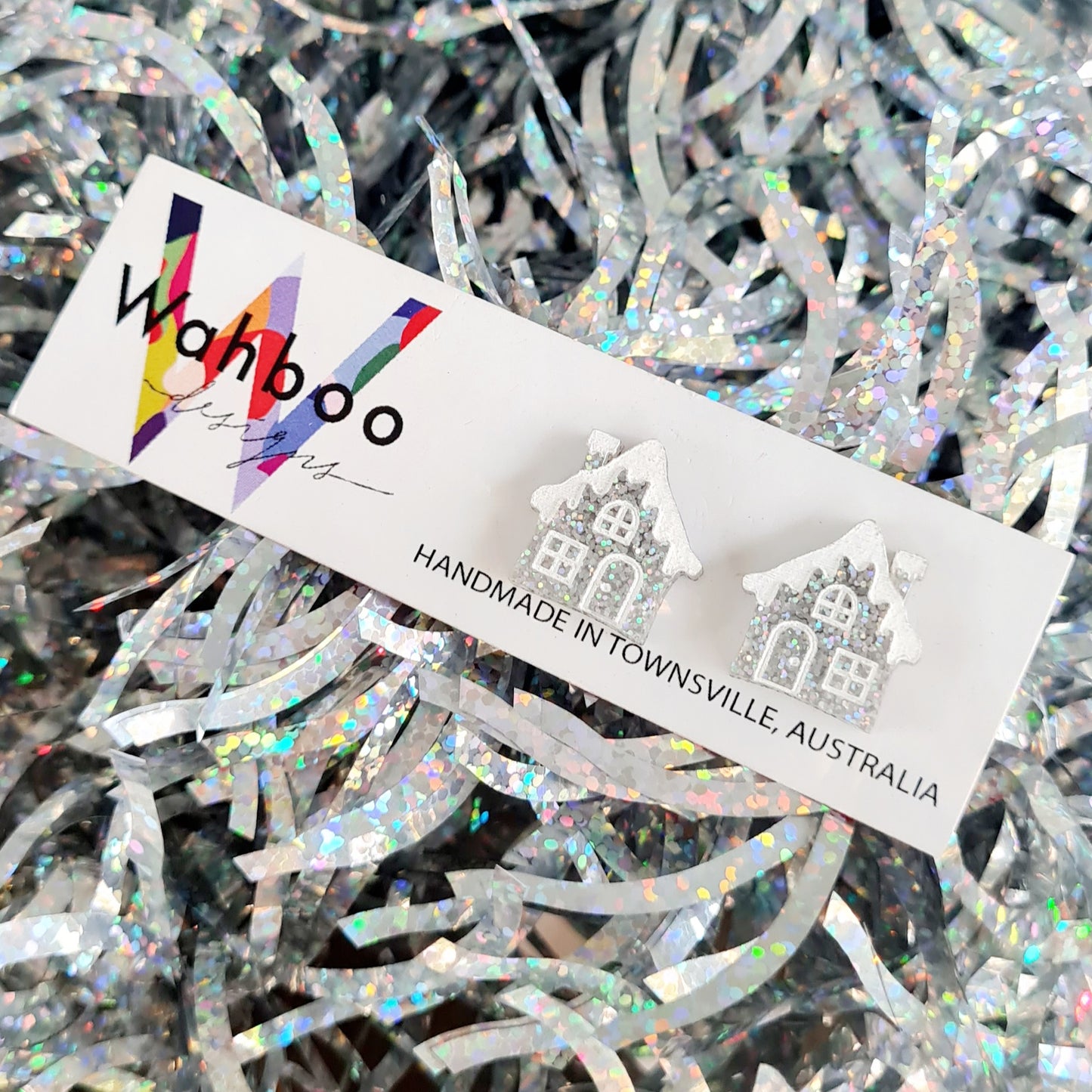 Christmas Gingerbread House Stud Earrings