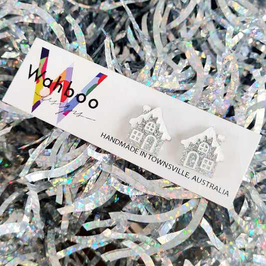 Christmas Gingerbread House Stud Earrings