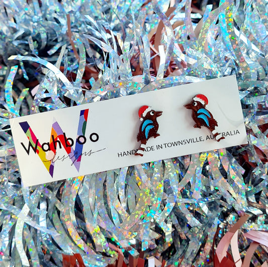 Christmas Kookaburra Stud Earrings