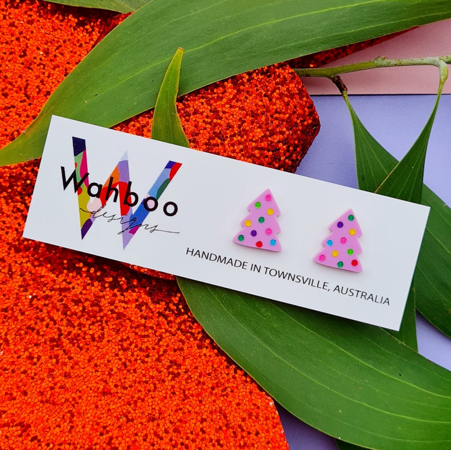 Christmas Tree with Lights Stud Earrings