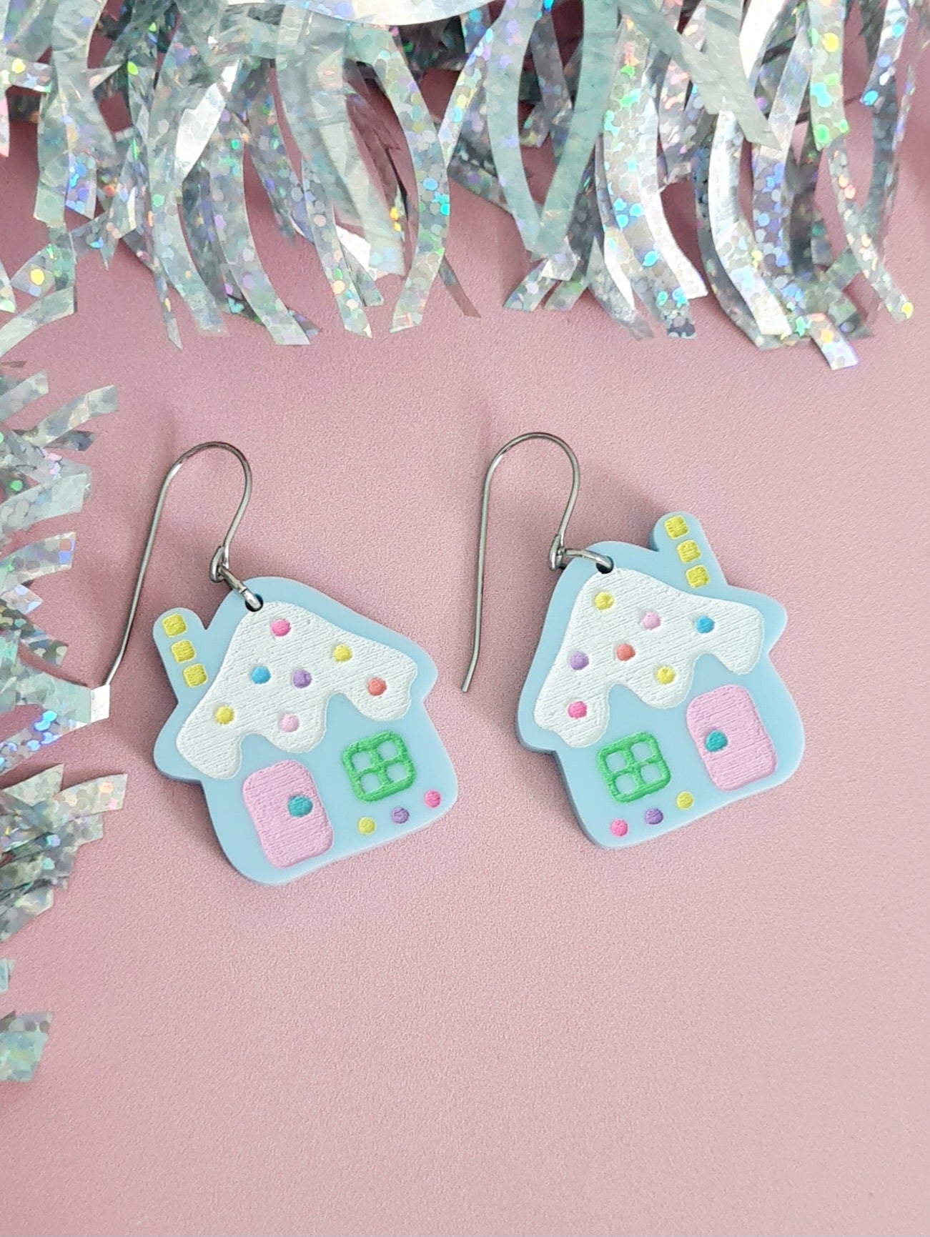 Christmas Gingerbread House Dangle Earrings