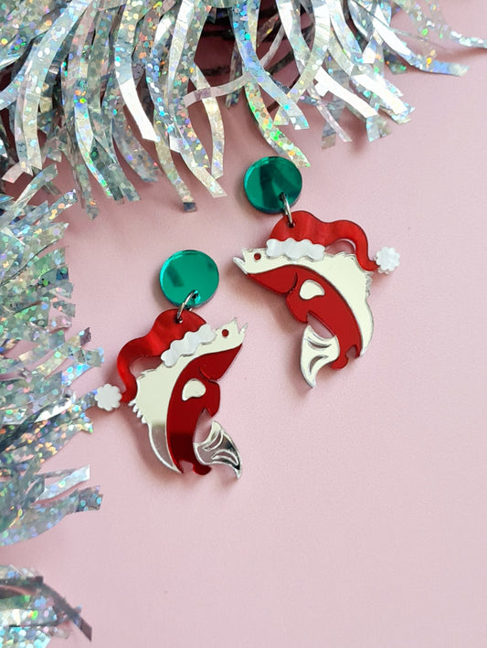 Christmas Barramundi Dangle Earrings