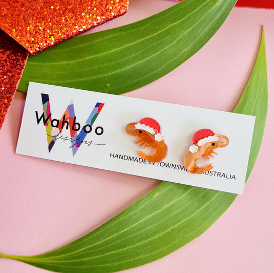 Christmas Prawn Stud Earrings